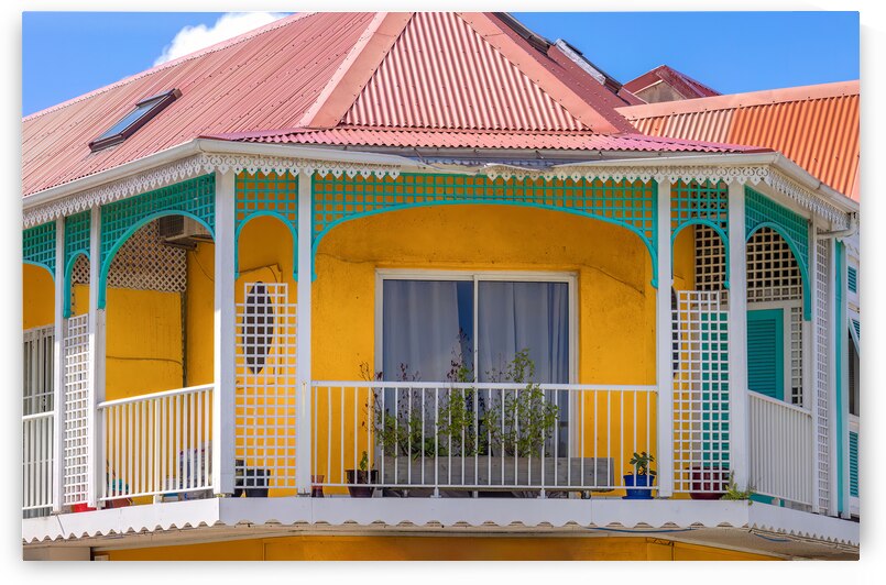 Caribbean cruise vacation. Colonial scenic colorful streets of Marigot in Saint Martin by Elijah Lovkoff