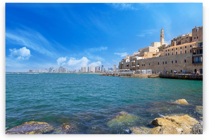 Israel view of Tel Aviv shore sea shoreline and Namal Yafo historic Old Jaffa port by Elijah Lovkoff