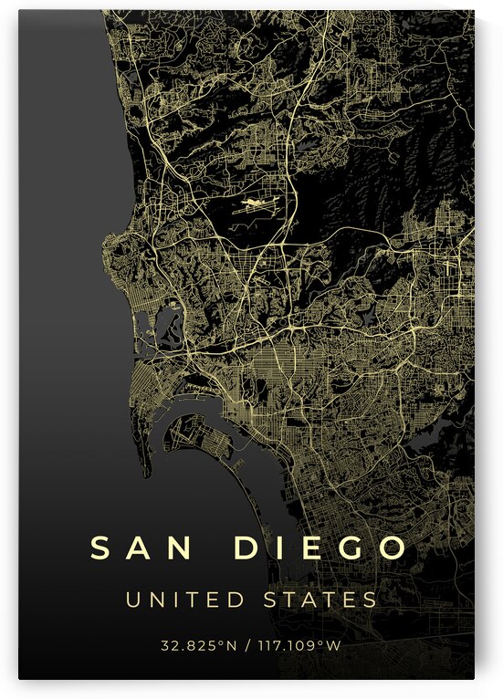 San Diego California City Map Print by Conceptual Photography
