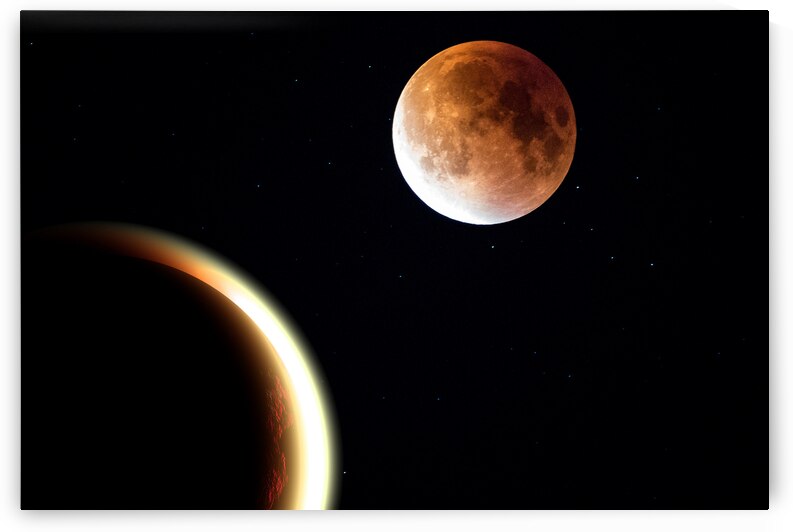 Illustration of planets in deep space in remote galaxies by Elijah Lovkoff