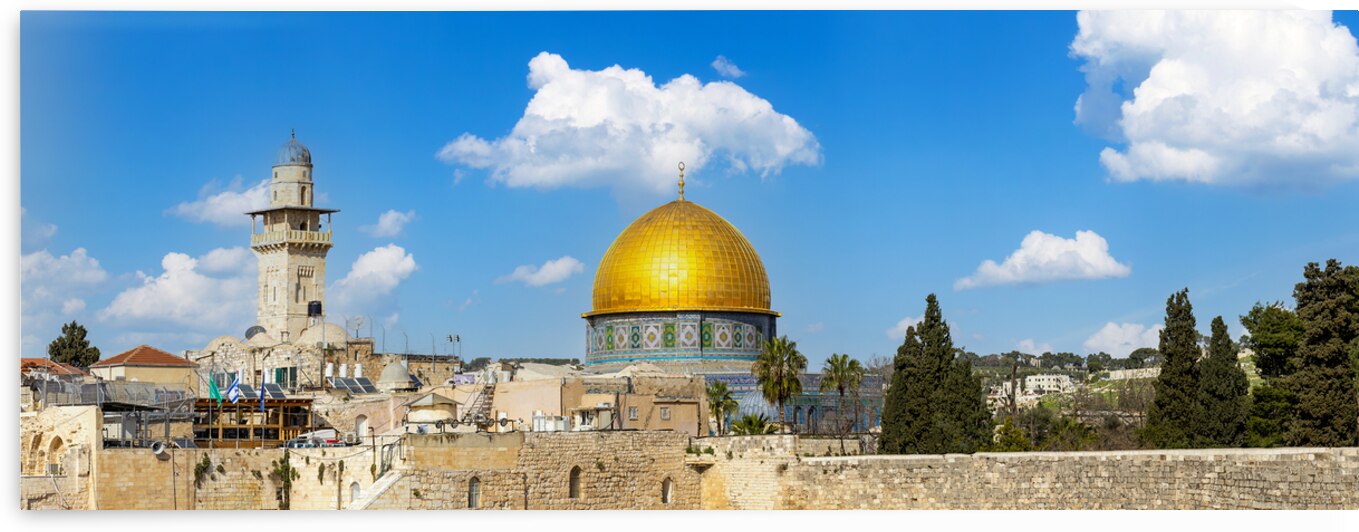Jerusalem Islamic shrine Dome of Rock located in the Old City on Temple Mount near Western Wall by Elijah Lovkoff