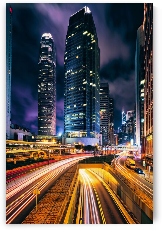 Street traffic in Hong Kong at night by Dmitry Rukhlenko