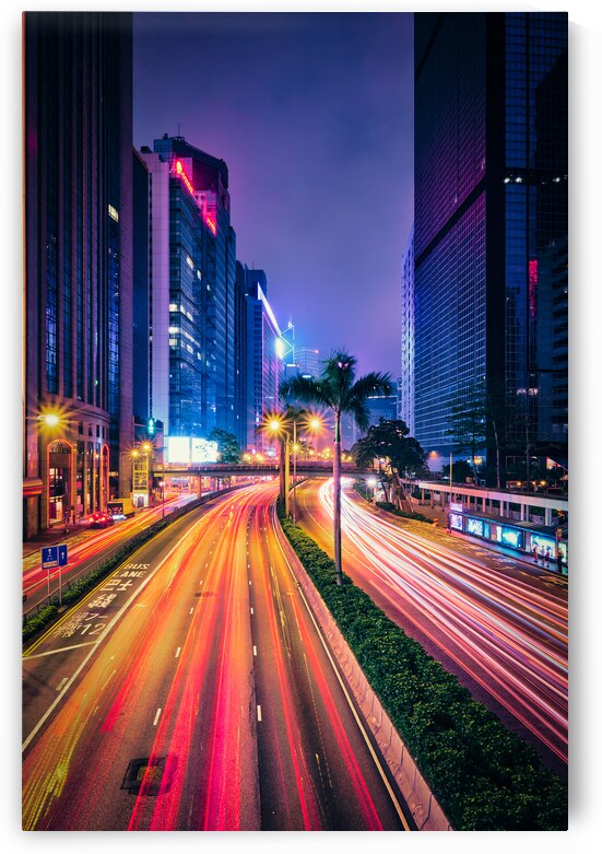 Street traffic in Hong Kong at night by Dmitry Rukhlenko