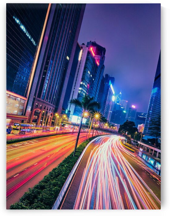 Street traffic in Hong Kong at night by Dmitry Rukhlenko