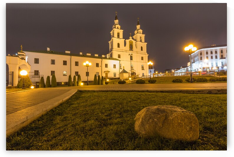 Holy Spirit Cathedral at night. Minsk Belarus by Maksim Zabarovskii