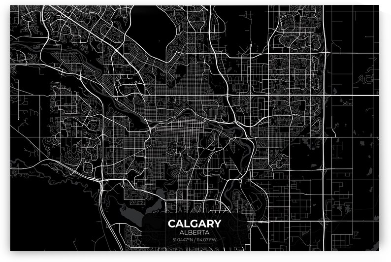 Calgary Alberta City Map Print by Conceptual Photography