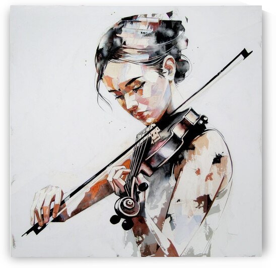 Minimalist watercolor painting of a young woman  by Kawtar el harda