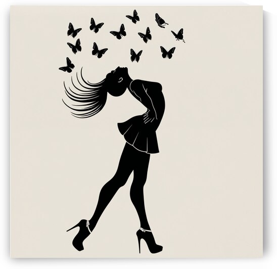 Black and white silhouette of a woman by Kawtar el harda