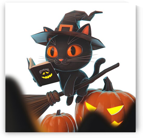Cute Black Cat Halloween by Kawtar el harda