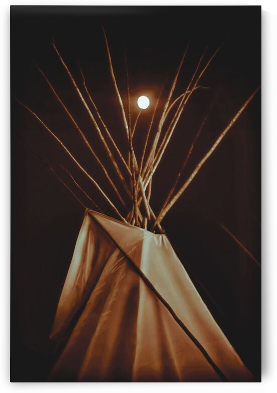 Native American Teepee with Full Moon by Michael W Rutherford
