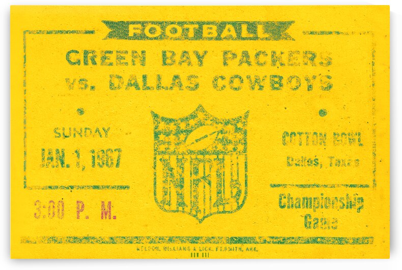 1967 Green Bay Packers Ticket Art by Row One Brand
