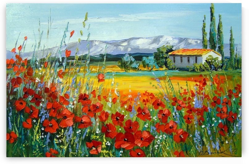 Poppy field near the mountains by Olha Darchuk 