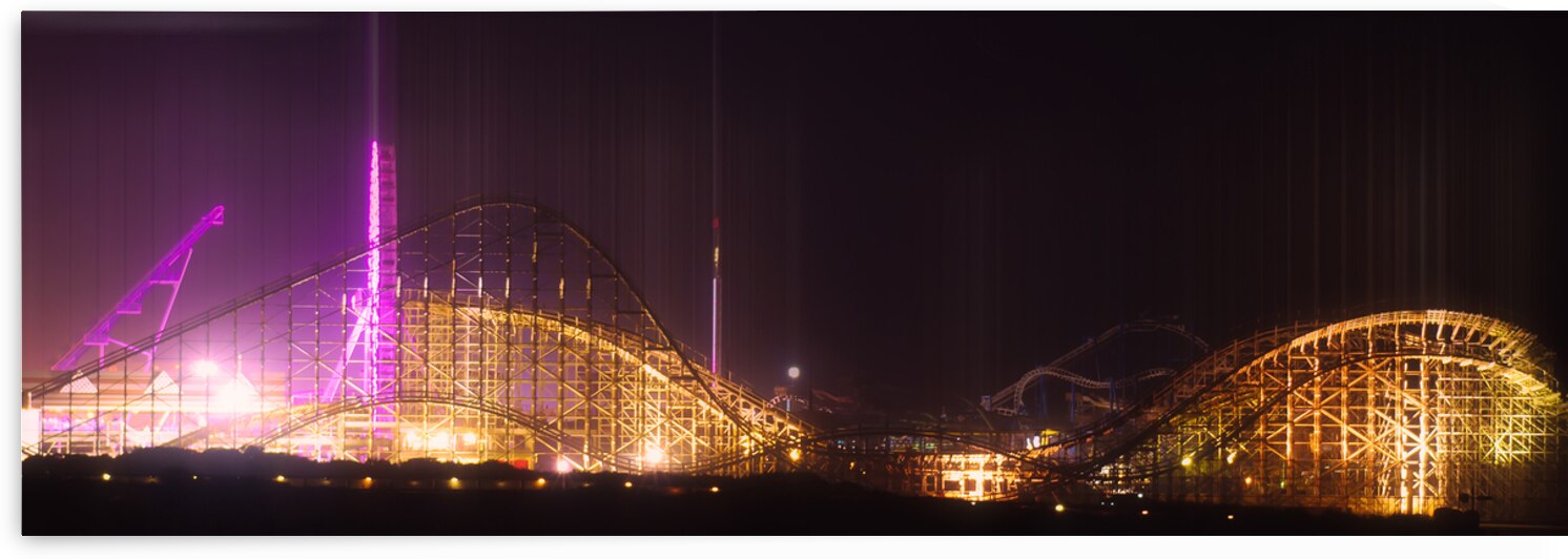 Moreys Adventure Amusement Pier at Night by Jason Fink