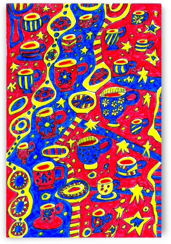 Abstract Doodle Art Colourful Mugs  by Catriona Roberts Nature Photography and Designs