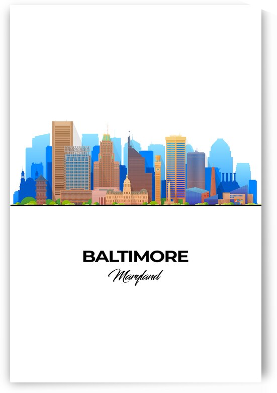 Baltimore Maryland City Skyline Print by Conceptual Photography