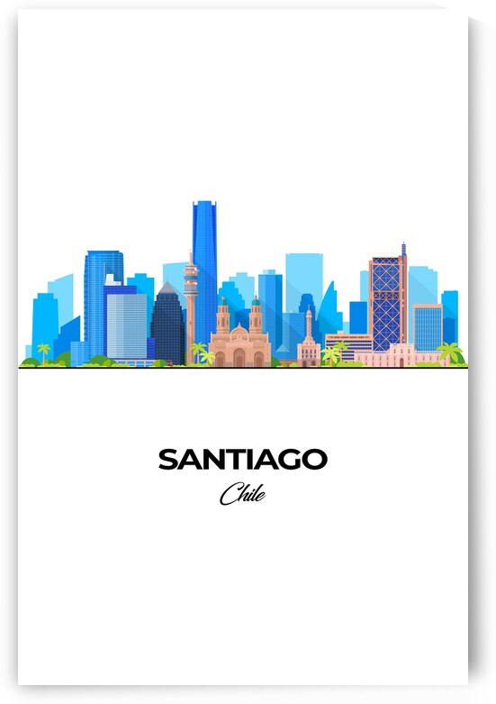 Santiago Chile City Skyline Print by Conceptual Photography