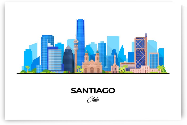 Santiago Chile City Skyline Print by Conceptual Photography