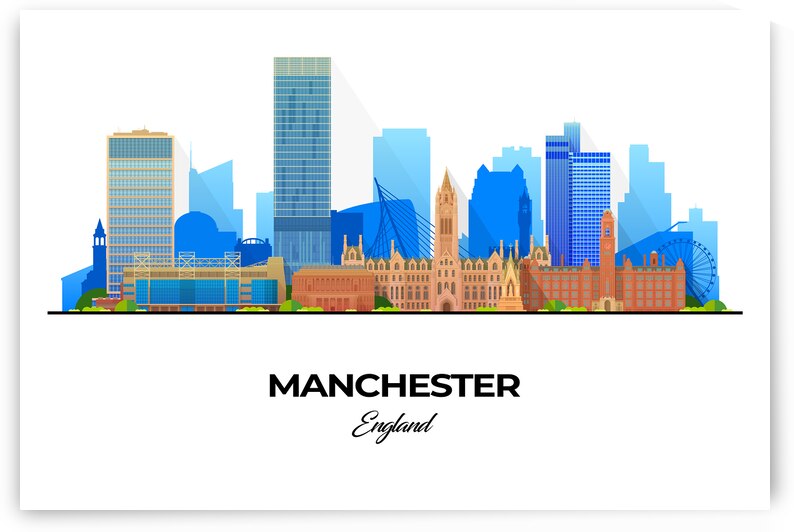 Manchester England City Skyline Print by Conceptual Photography