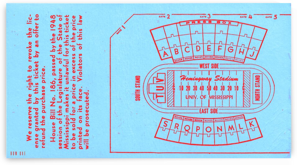 1973 Hemingway Stadium Map Art by Row One Brand