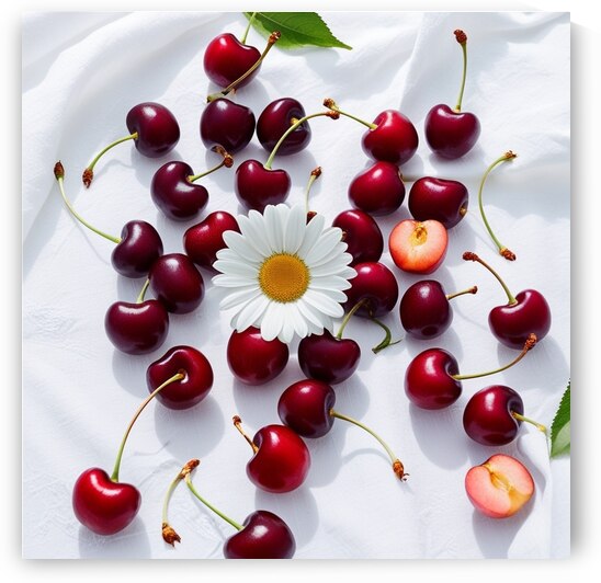 cherry pattern on white background by Kawtar el harda