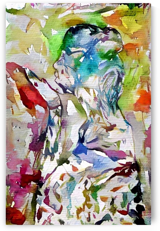 Vibrant Abstract Watercolor Painting with Female Silhouette   by Luciano
