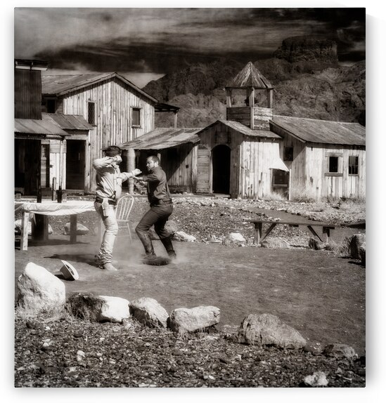 Dust Driven Duel in Old Western Streets by Dream World Images