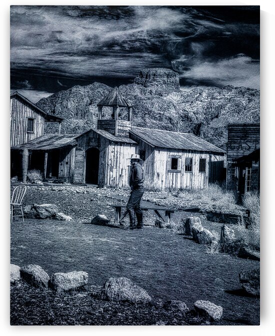 Cowboy Steps Through Forgotten Town by Dream World Images