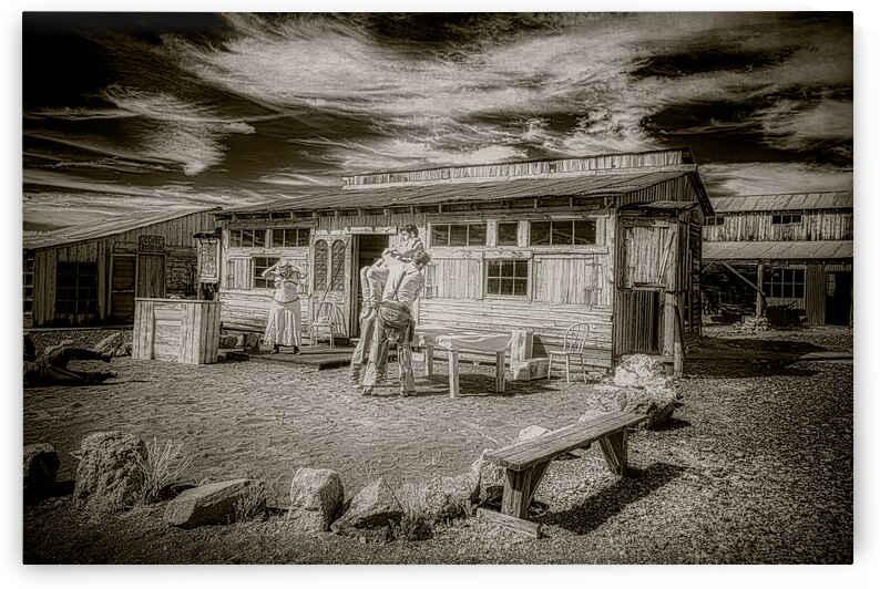 Frontier Clash on a Weathered Porch by Dream World Images