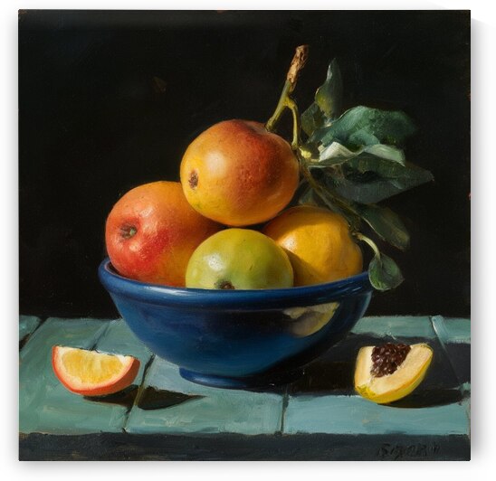 bowl of fruit paintings  by Alaa khaled
