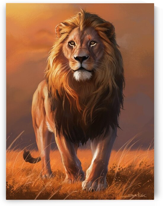 a stunning digital painting of a massive regal lionking by Alaa khaled
