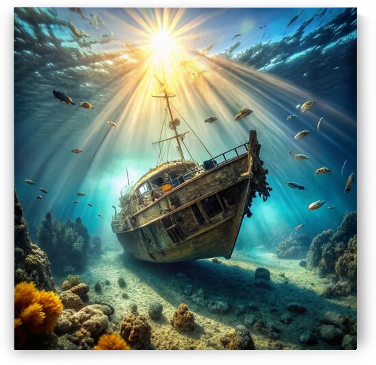 shipwreck  a sunken ship covered in marine life by Alaa khaled
