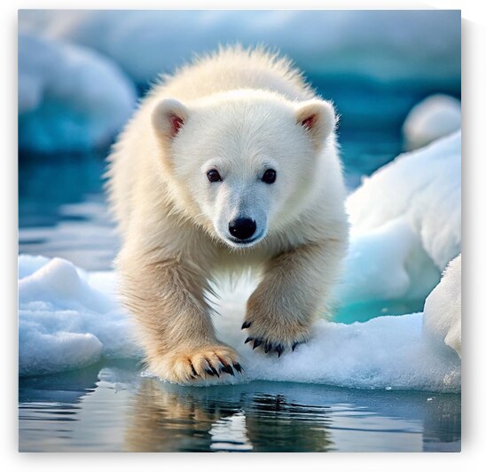 polar bear cub  a playful polar bear cub explorin by Alaa khaled