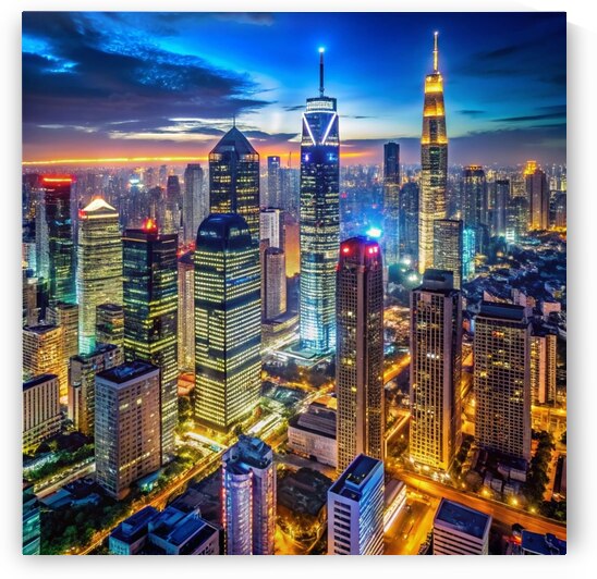 city skyline at night  a bustling metropolis illu by Alaa khaled