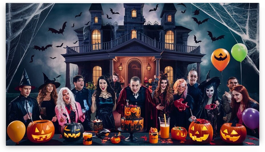 a spooktacular halloween scene featuring a haunte by Alaa khaled