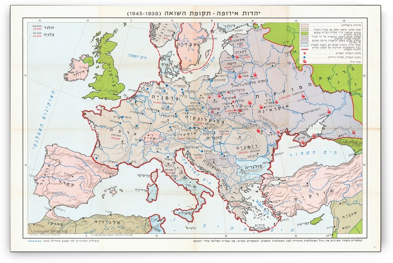 Holocaust Map of Europe 1938–1945 – Stark Demographic Visualization Showing Jewish Populations Before and After World War II Across Europe and the Impact of Nazi Extermination Policies by History In Your Home