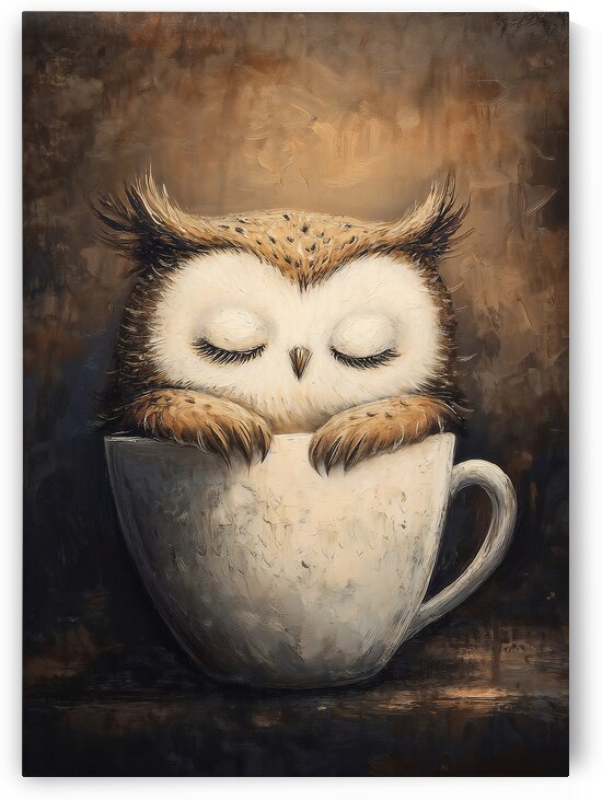 Cozy Owl in Coffee Cup by Anne Laure GOUPIL