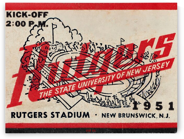 1951 Rutgers Football Ticket Remix Art by Row One Brand