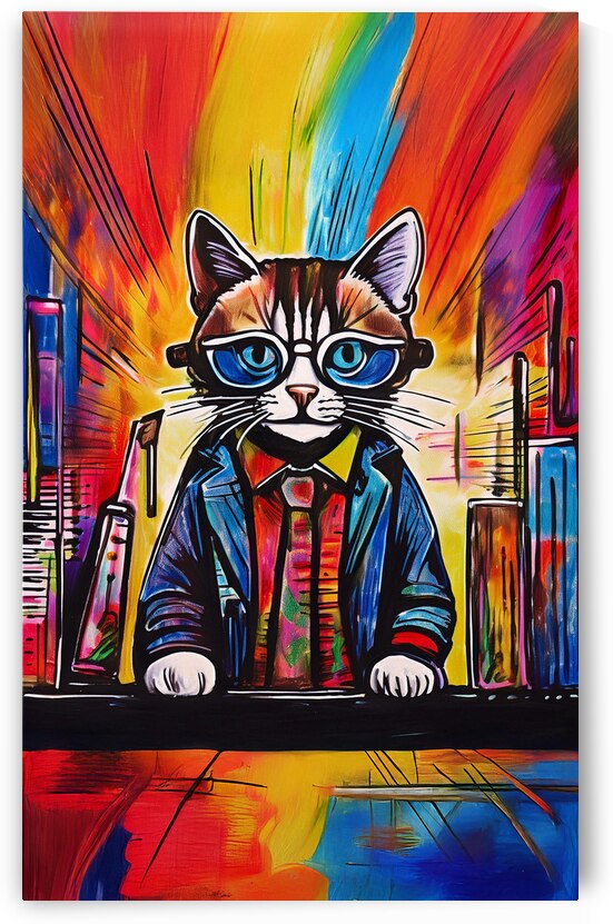 Pop Art News Anchor Cat by Art by Josh