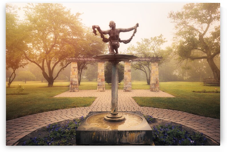 Rose Garden Water Feature Statue at Sunrise by Jason Fink
