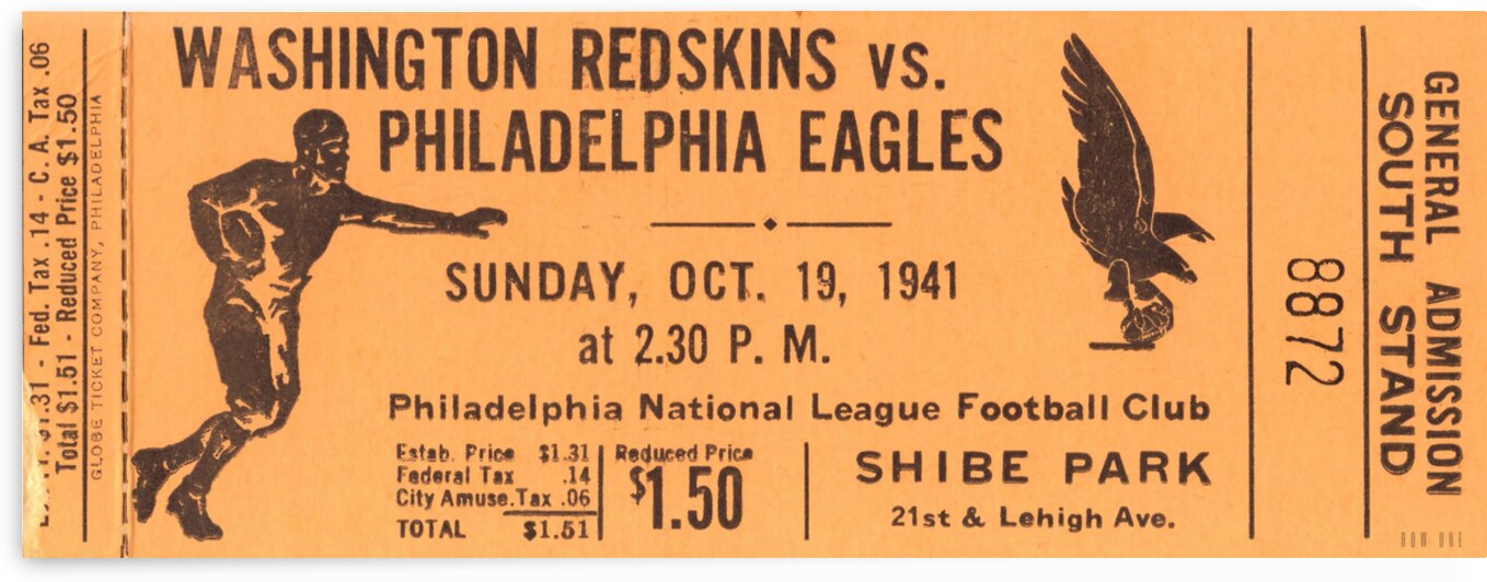 1941 Redskins vs. Eagles Ticket Art by Row One Brand