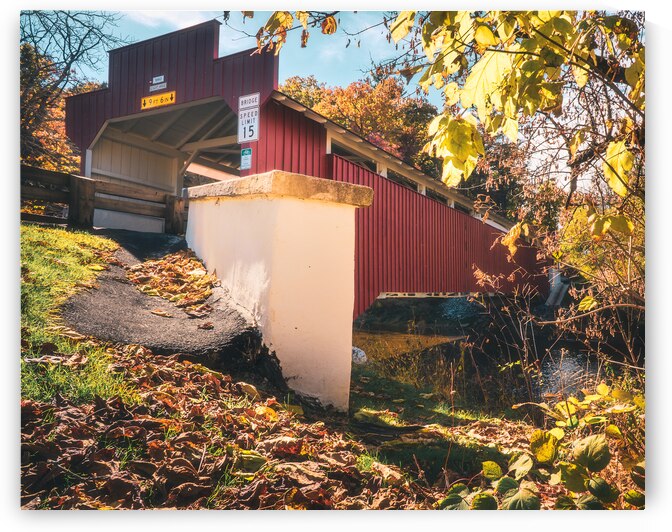 Geigers Covered Bridge Autumn View from Below by Jason Fink
