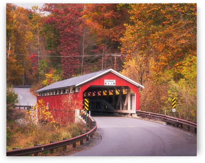 Schlichers Covered Bridge Fall Landscape by Jason Fink