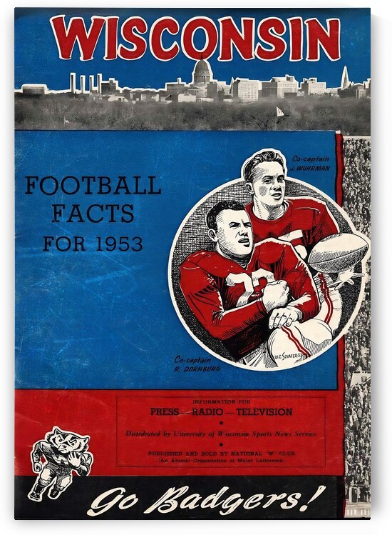 1953 Wisconsin Badgers Football Art by Row One Brand