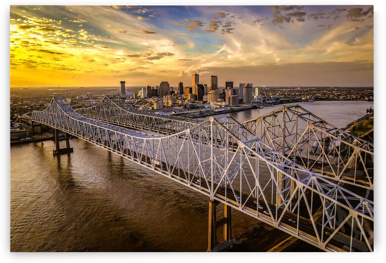 Aerial New Orleans Skyline Over Bridges by Norma Brandsberg Photography