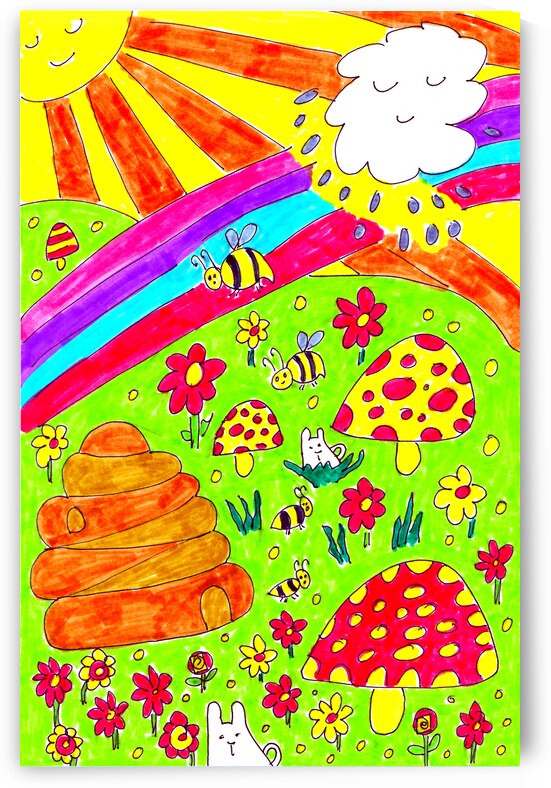 Abstract Doodle Art Honey Bees   by Catriona Roberts Nature Photography and Designs