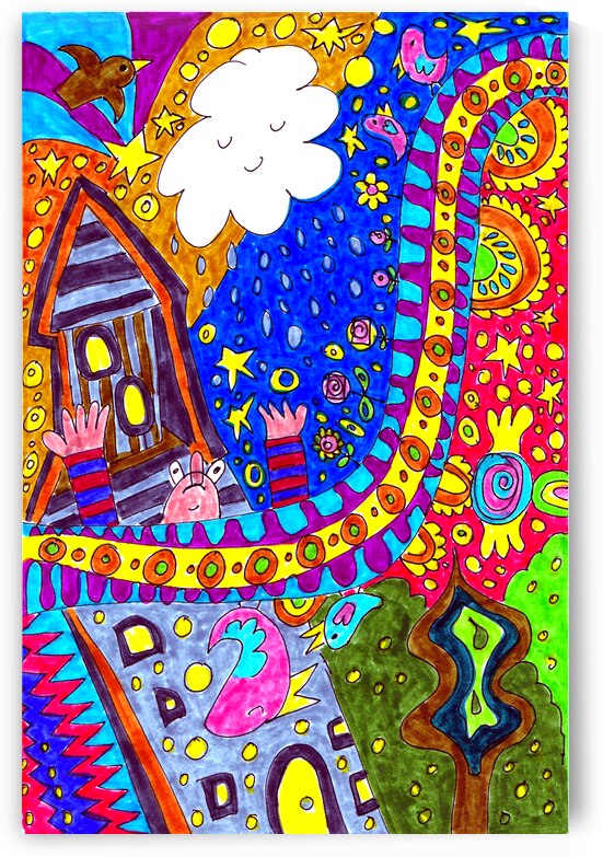 Abstract Doodle Art Golden Tower Moment by Catriona Roberts Nature Photography and Designs