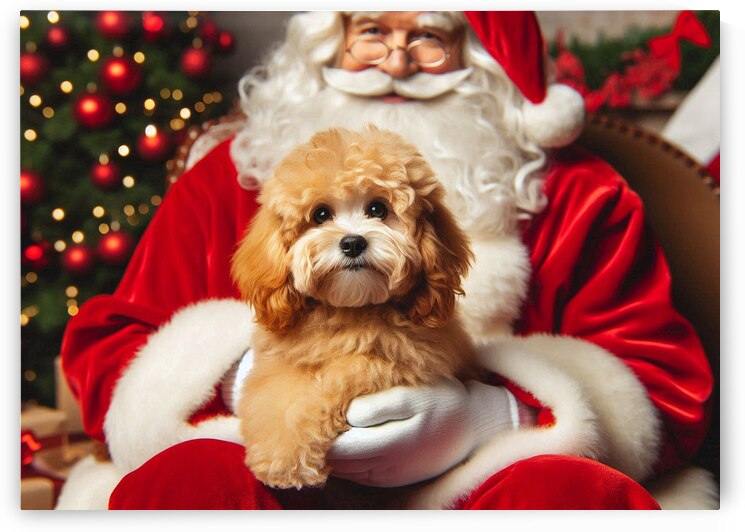 Tan Dog with Santa by Jerry Fornarotto
