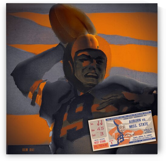 1959 Auburn Football Ticket Remix Art by Row One Brand