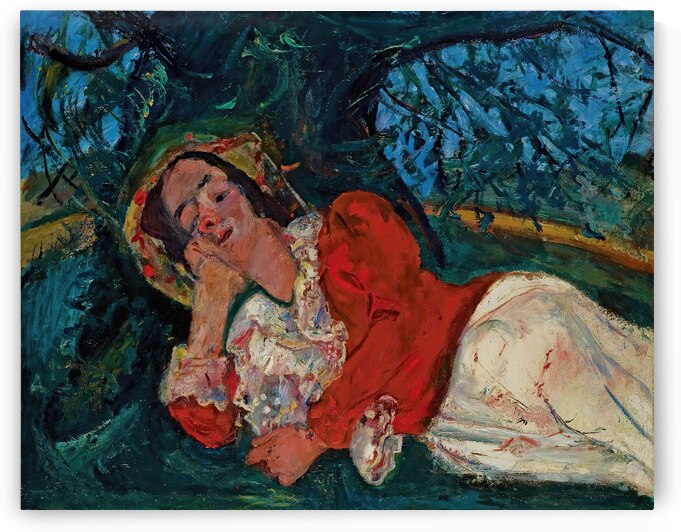 La Sieste Femme Étendue Sous Un Arbre [The Siesta Woman Lying Under a Tree] [1934] by Chaïm Soutine [1893–1943] by MyCozyFineArt
