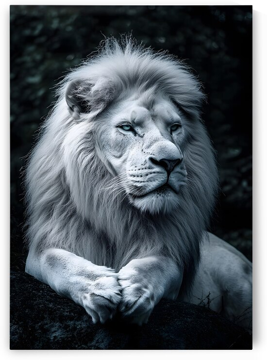 Regal White Lion Portrait by Fab Haven
